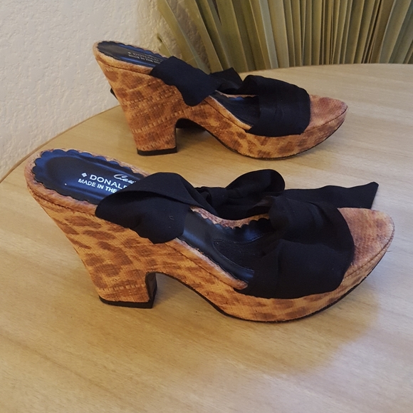 Vtg Donald J Pliner Couture Tie Up Wedge Heels - Picture 3 of 7